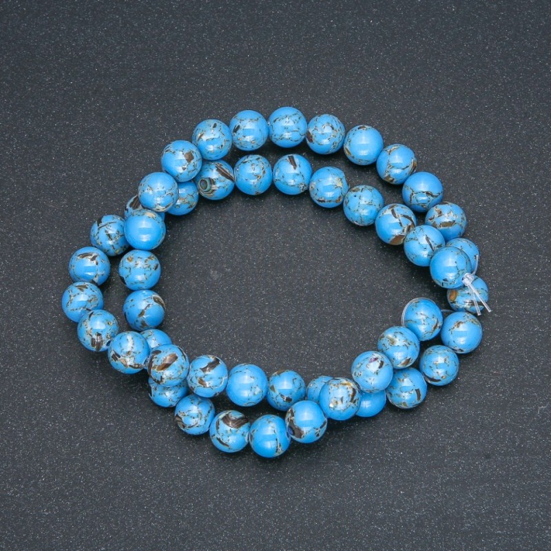 Imperial Jasper Sky Blue (pressed) Beads, smooth round, diameter 8mm +/-, length 40cm +