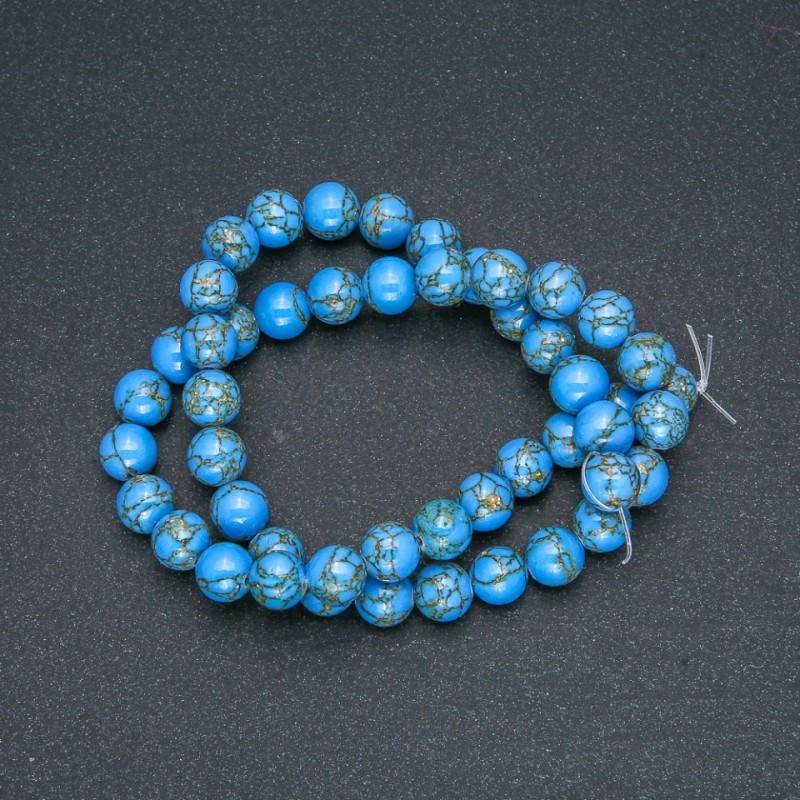 Imperial Jasper Sky Blue (pressed) Beads, smooth round, diameter 8mm +/-, length 40cm +