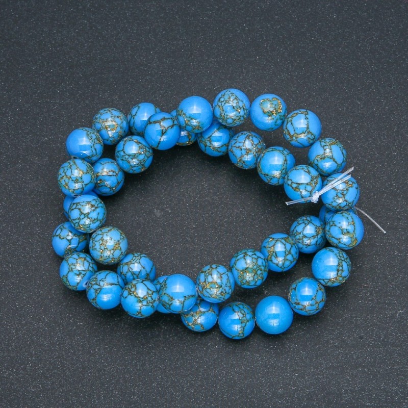 Imperial Jasper Sky Blue (pressed) Beads, smooth round, diameter 10mm +/-, length 40cm +