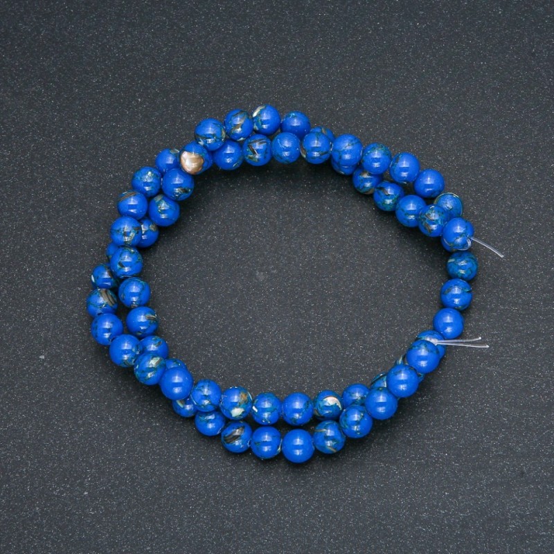 Imperial Jasper Blue (pressed) Beads, smooth round, diameter 6mm +/-, length 40cm +