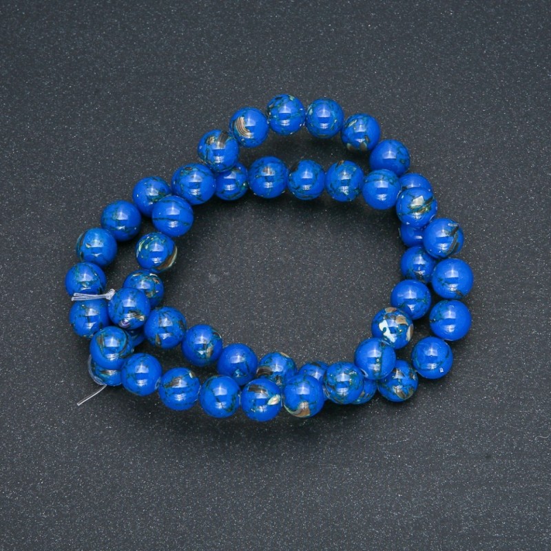 Imperial Jasper Blue (pressed) Beads, smooth round, diameter 8mm +/-, length 40cm +