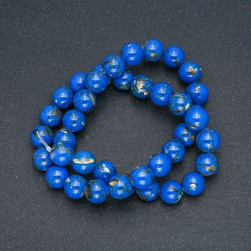 Imperial Jasper Blue (pressed) Beads, smooth round, diameter 10mm +/-, length 40cm +