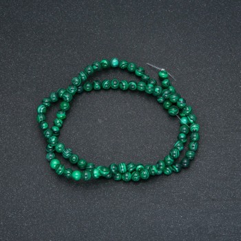 Malachite Beads on Strand (pressed), smooth round, diameter 4mm +/-, length 40cm +