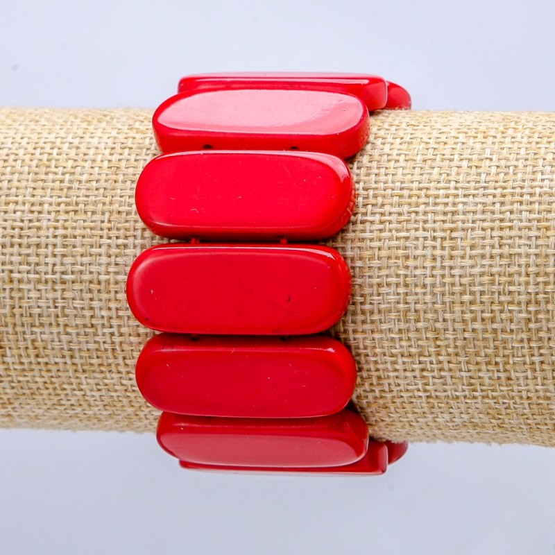 Elastic Coral (Pressed) Bracelet, Smooth Link 33x13mm+