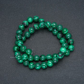 Beads on Thread Malachite (Pressed) Smooth Round, Diameter 8mm, Length 40cm+