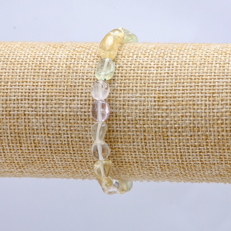 Assorted Tumbled Stone Bracelet on Elastic, Diameter 8x6mm+