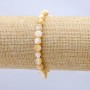 Natural Mother-of-Pearl Bracelet on Elastic, Beige Round Tumbled, Diameter 7x5mm+
