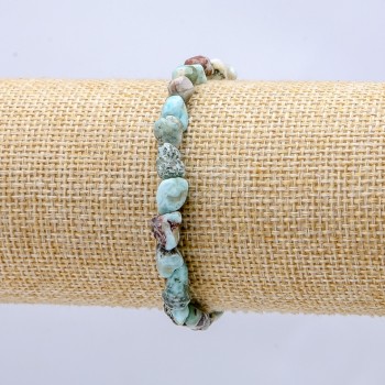 Natural Stone Bracelet on Elastic Larimar Tumbled, diameter 7x6mm+
