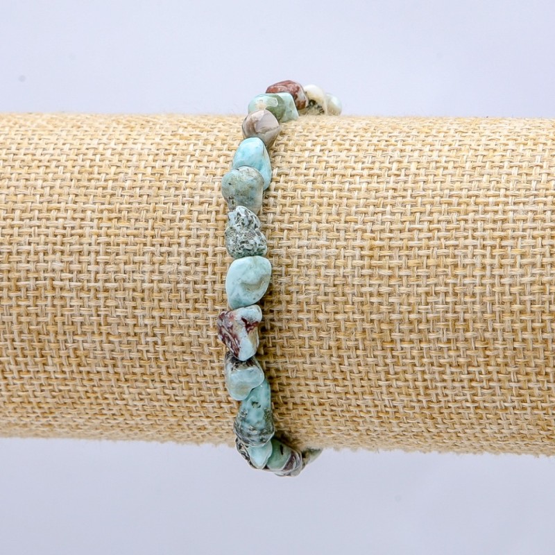 Natural Stone Bracelet on Elastic Larimar Tumbled, diameter 7x6mm+