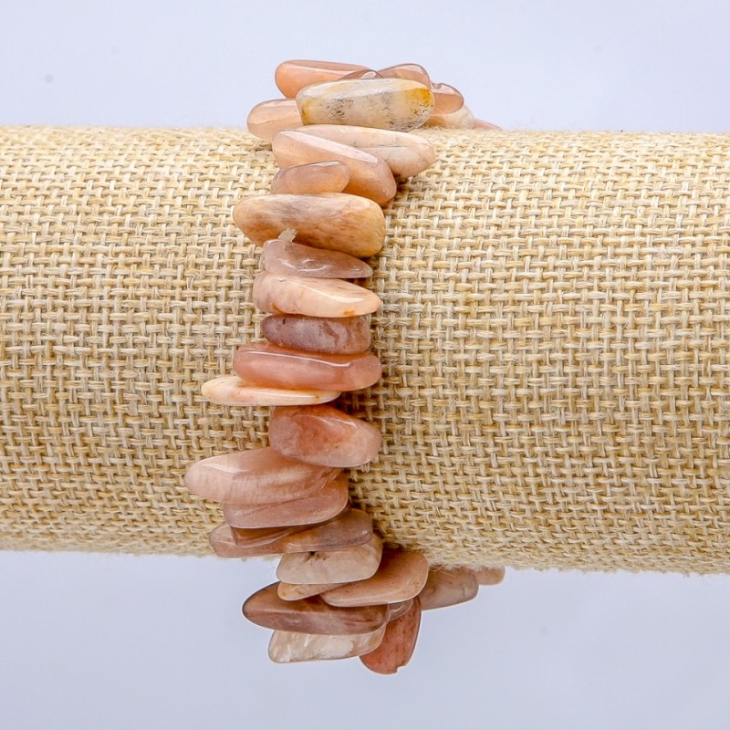 Natural Stone Bracelet on Elastic Selenite Chip "Needle", diameter 15x5mm+