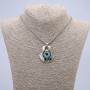 Pendant "Dragon's Eye" in Setting 43x35mm on Chain, Length 70cm Silver-Tone Metal