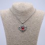 “Demon Eye” Pendant 45x40mm on Chain, Length 70cm+ - Silver-Tone Metal