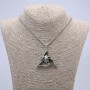 Pendant "Skull in Triangle" 50x45mm on Chain, Length 70cm Silver-Tone Metal