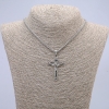 “Cross” Pendant 52x30mm+ - on Chain, Length 70cm+ - Silver-Tone Metal