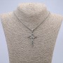 “Cross” Pendant 52x30mm+ - on Chain, Length 70cm+ - Silver-Tone Metal
