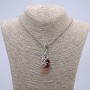 Dragon Head and Red Ball Pendant 22x51mm+ - on Chain, Length 65cm, Silver-Tone Metal