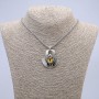 Pendant "Dragon's Eye" in Setting 43x35mm on Chain, Length 70cm Silver-Tone Metal