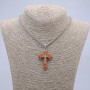 Pendant Cross 50x30mm +/- on Chain, Length 65cm Silver-Tone Metal, Wood