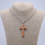 Pendant Cross 65x35mm +/- on Chain, Length 65cm Silver-Tone Metal, Wood