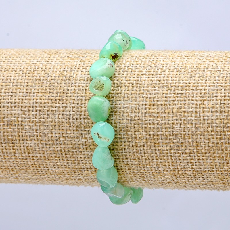 Chrysoprase Natural Stone Bracelet on Elastic, Tumbled, Diameter 10x8mm+