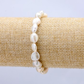 Natural River Pearl Bracelet on Elastic, Diameter 8mm+