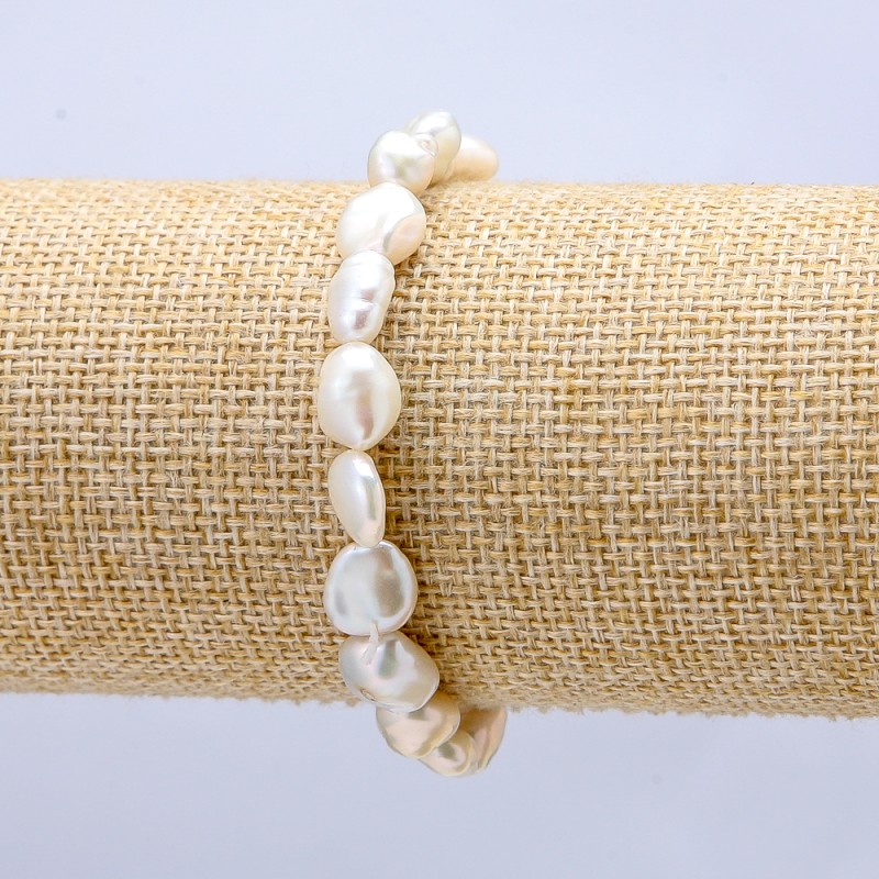 Natural River Pearl Bracelet on Elastic, Diameter 8mm+