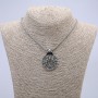 Pendant 43x30mm on Chain, Length 70cm +/- Silver-Toned Metal