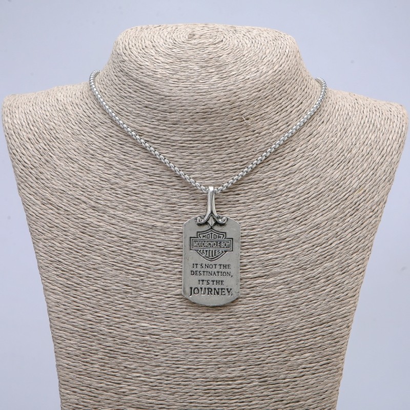 Pendant 57x27mm on Chain, Length 70cm +/- Silver-Toned Metal