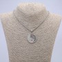 "Yin Yang" Pendant with Rhinestones 40x30mm on Chain, Length 70cm +/- Silver-Toned Metal