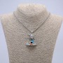 "Demon with Dragon Eye" Pendant 45x30mm on Chain, Length 70cm +/- Silver-Toned Metal