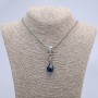 Pendant "Paw with Ball and Skull" blue 50x16mm +/- on chain, length 70cm +/- silver-tone metal