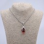 Pendant "Paw with Ball" red 45x15mm +/- on chain, length 70cm +/- silver-tone metal