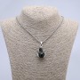 "Sphere in Paw" Pendant, Black, 42x22mm on Chain, Length 70cm +/- Silver-Toned Metal