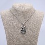 "Death with Scythe" Pendant 50x28mm on Chain, Length 70cm +/- Silver-Toned Metal