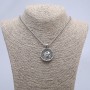 Pendant "Yin Yang" 40x30mm on chain, length 70cm +/- silver-tone metal