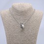 "Ring" Pendant 27x10mm on Chain, Length 70cm +/- Silver-Toned Metal