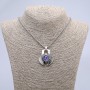 "Dragon Eye" Pendant in Setting 43x35mm on Chain, Length 70cm, Silver-Toned Metal