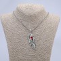 Pendant "Feather with Dragon Eye" 65x23mm on chain, length 70cm +/- silver-tone metal