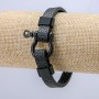 Men's Belt-Style Bracelet, Black Eco-Leather, Thickness 9.5mm +/-, Length 22cm