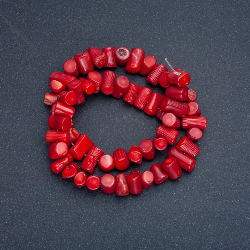 Natural Coral Chip Beads on Thread, Diameter 11x6mm, Length 39cm +/- (Price per 100g)