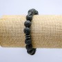 Lava Stone Bracelet on Elastic, 10mm+/- Diameter, with Dark Accents