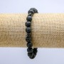 Lava Stone Bracelet on Elastic, Diameter 8mm+/-, with Dark Inserts