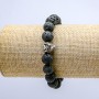 Lava Stone Bracelet on Elastic, Diameter 10mm+/-, with Leopard Charm
