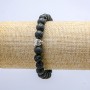Lava Stone Bracelet on Elastic, Diameter 8mm+/-, with Leopard Charm