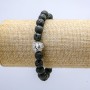 Lava Stone Bracelet on Elastic, Diameter 8mm+/-, with Lion Charm