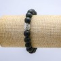 Shungite Bracelet (Artificial) on Elastic, Diameter 10mm+/-, Owl Charm, Length 18cm+