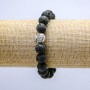 Lava Stone Bracelet on Elastic, Diameter 10mm+/-, with Owl Charm