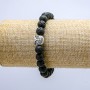 Lava Stone Bracelet on Elastic, Diameter 8mm+/-, with Owl