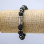 Lava Stretch Bracelet, 10mm+/- Diameter, with Dumbbell Charm and Inserts