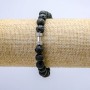Lava Stone Bracelet on Elastic, Diameter 8mm+/-, with Dumbbell